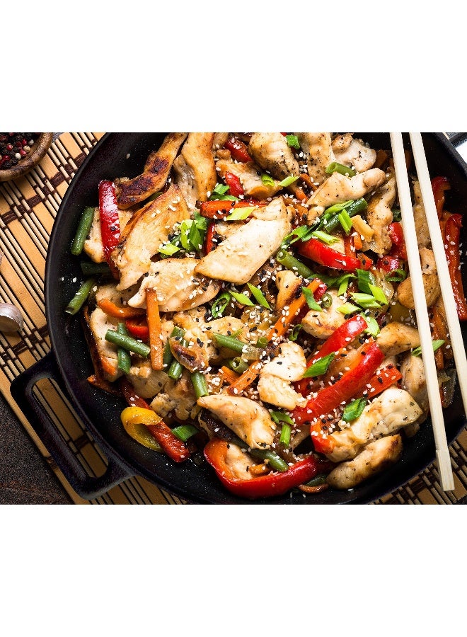 Jim Beam 12'' Pre Seasoned Heavy Duty Construction Cast Iron Grilling Wok, Griddle and Stir Fry Pan - Image 5